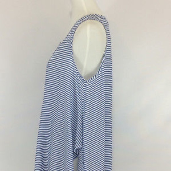 Striped Sharkbite Hem Tank Blue/White Str SZ L - Picture 5 of 7